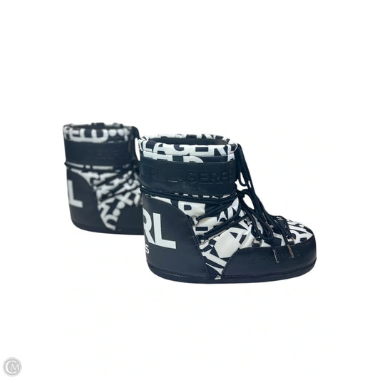 Boots Designer By Karl Lagerfeld In Black & White, Size: 7