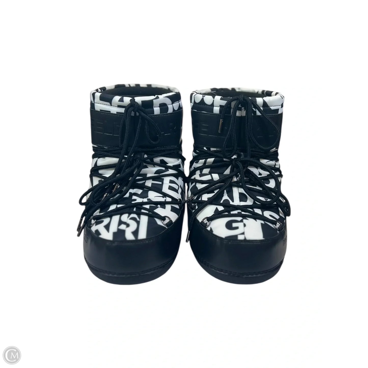 Boots Designer By Karl Lagerfeld In Black & White, Size: 7