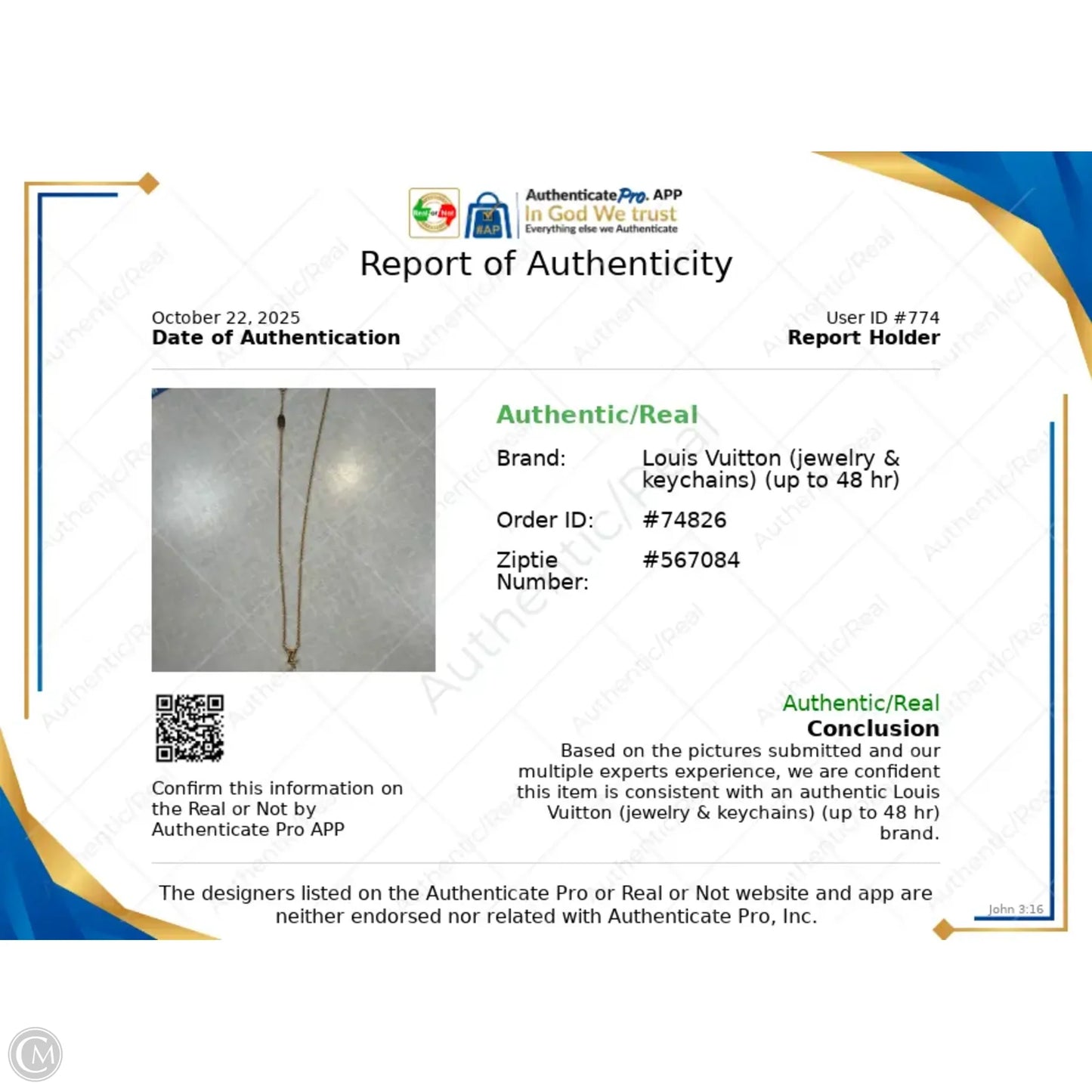 Necklace Luxury Designer By Louis Vuitton