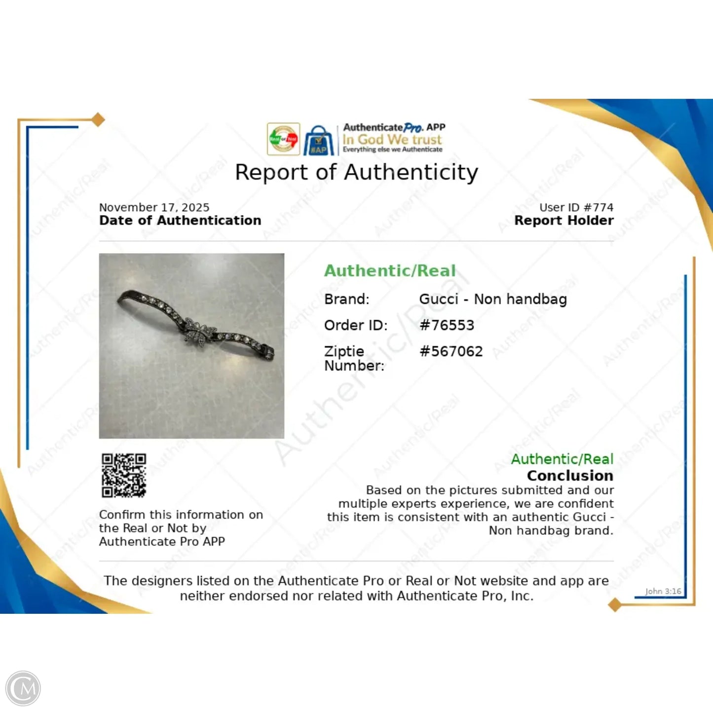 Bracelet Luxury Designer By Gucci