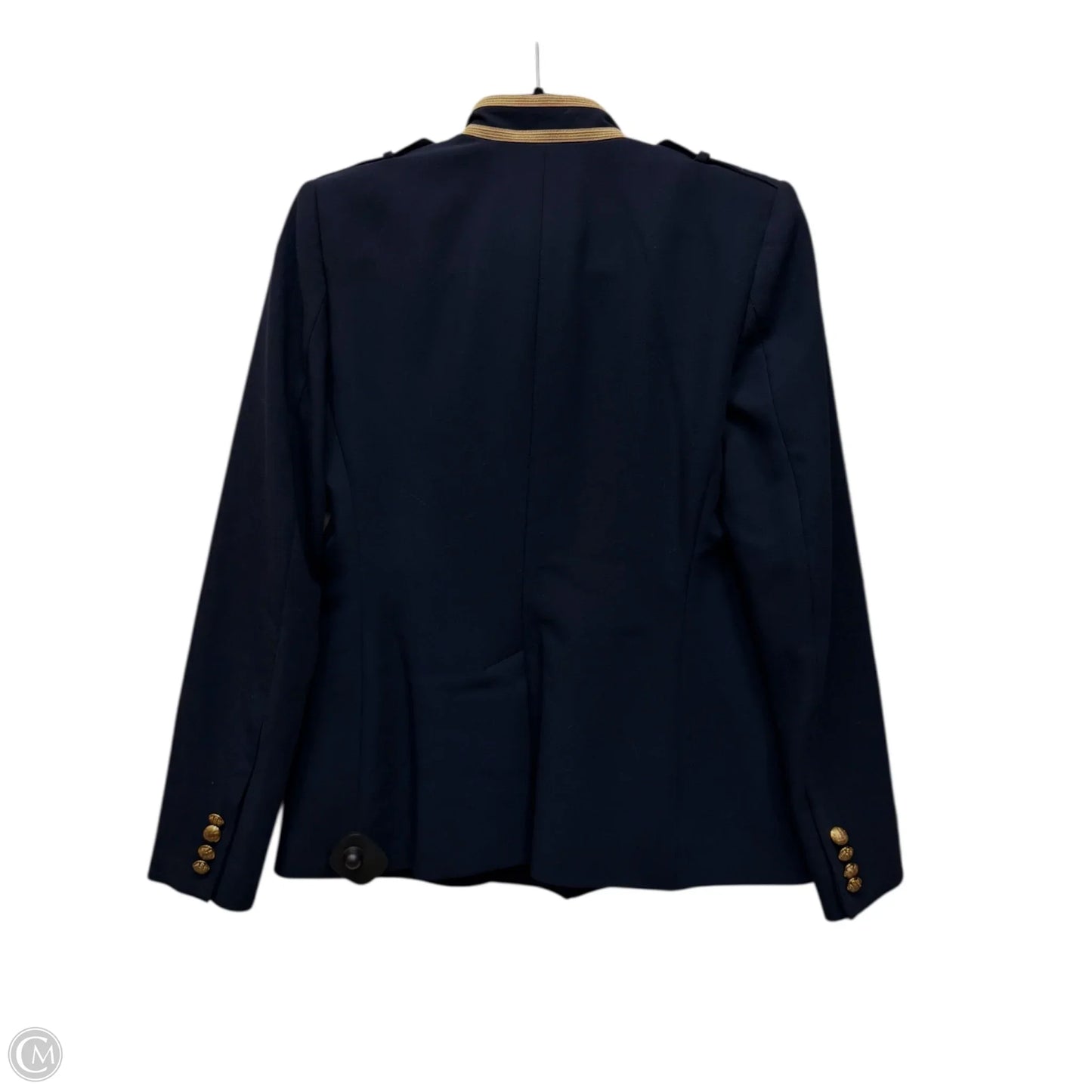 Blazer Designer By Ralph Lauren Black Label In Navy & Gold, Size: Xs