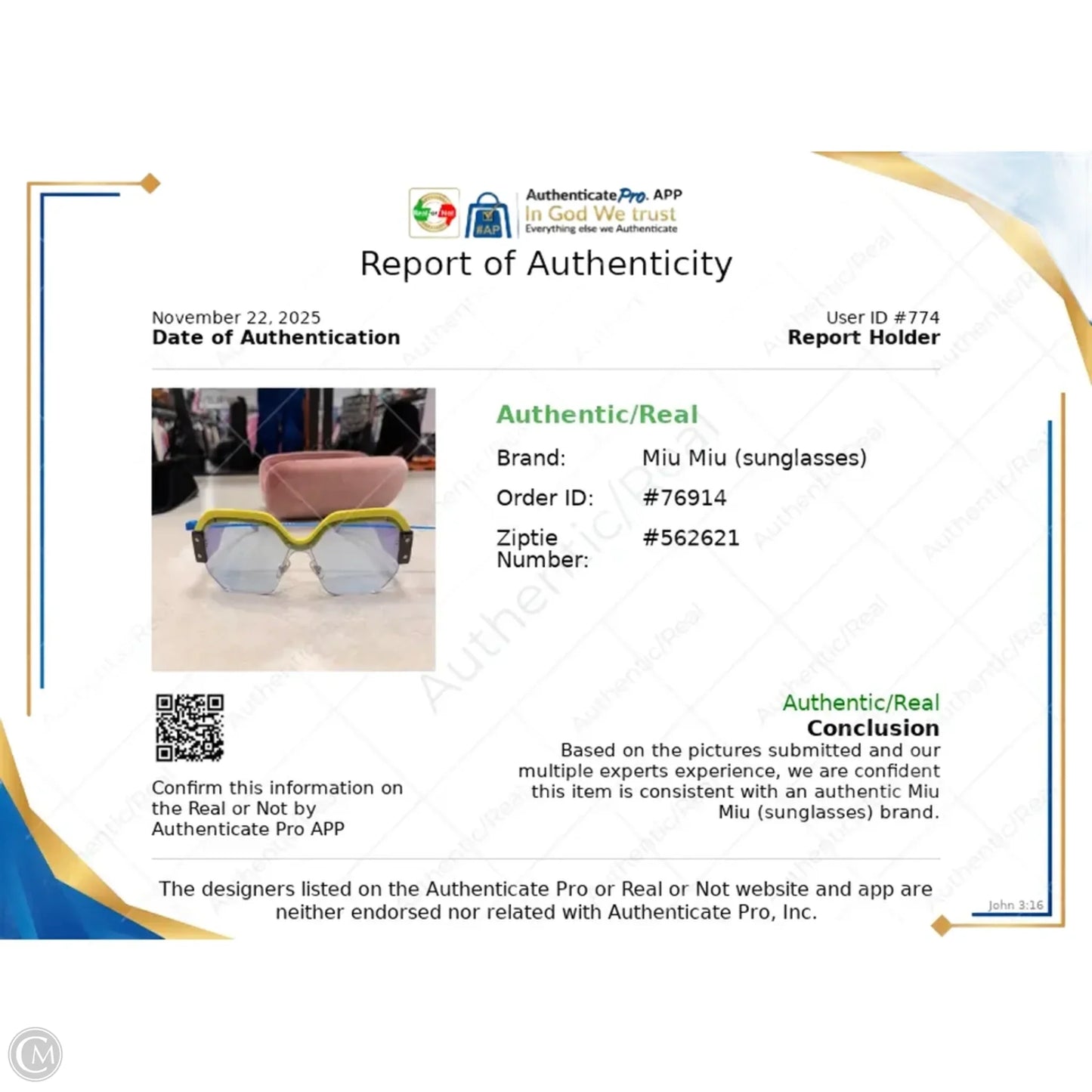 Sunglasses Luxury Designer By Miu Miu, Size: Medium