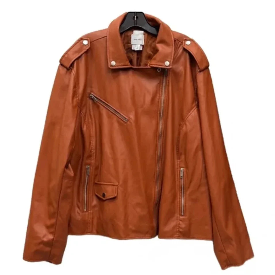 Jacket Moto By Nine West In Brown, Size: 4x