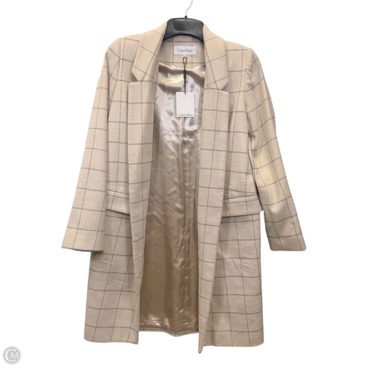 Coat Wool By Calvin Klein In Cream & Grey, Size: S