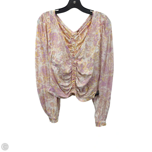 Top Long Sleeve By Free People In Purple & Yellow, Size: L