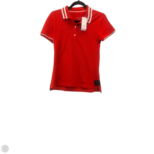 Top Short Sleeve Designer By Tory Burch In Red & White, Size: S