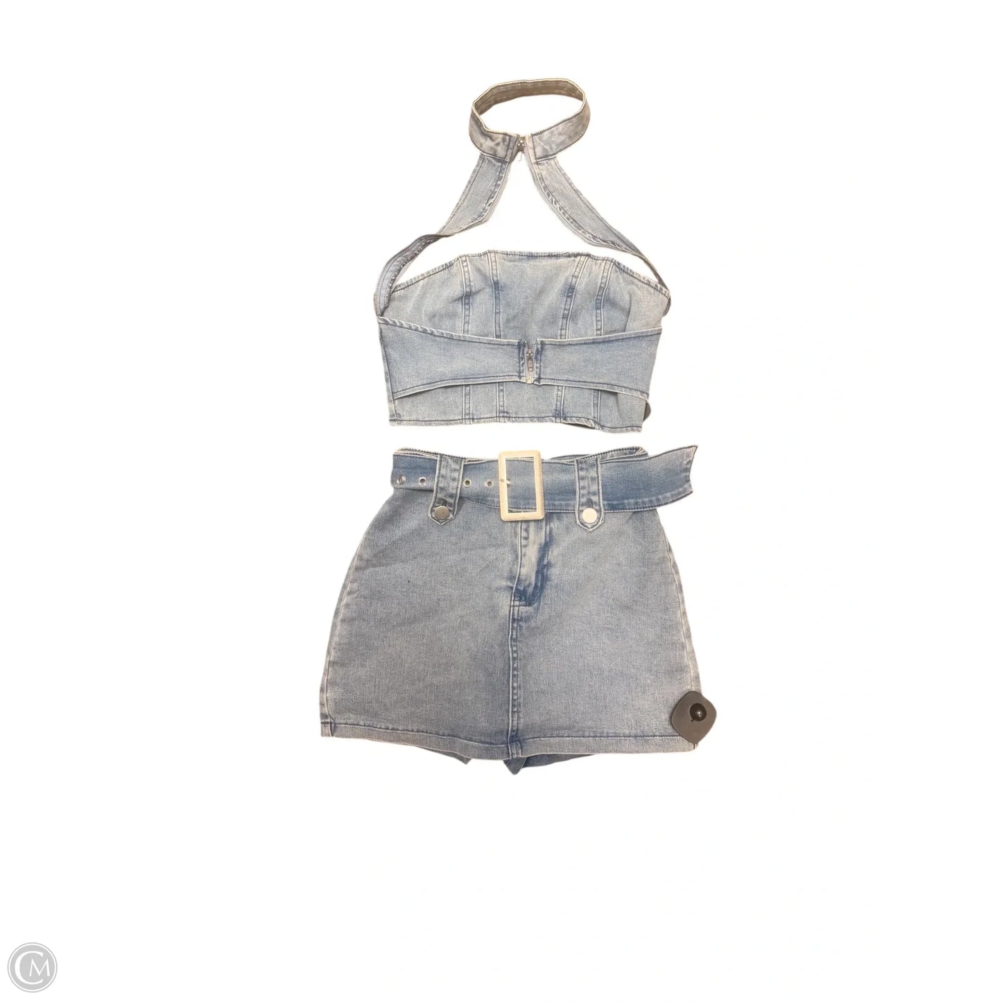 Shorts Set By Fashion Nova In Blue Denim, Size: Xs