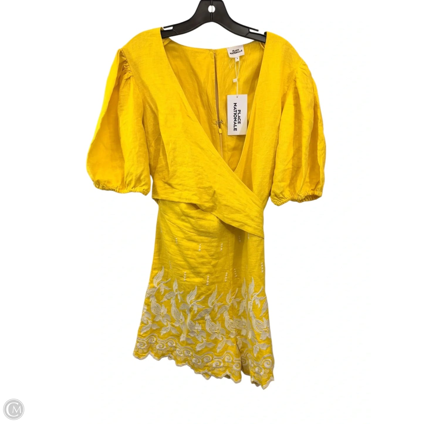 Romper By Place Nationale In White & Yellow, Size: M
