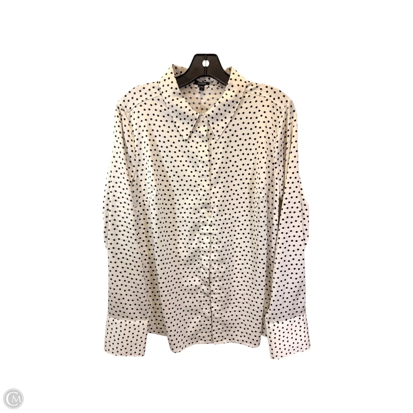 Top Long Sleeve By Express In Polkadot Pattern, Size: L