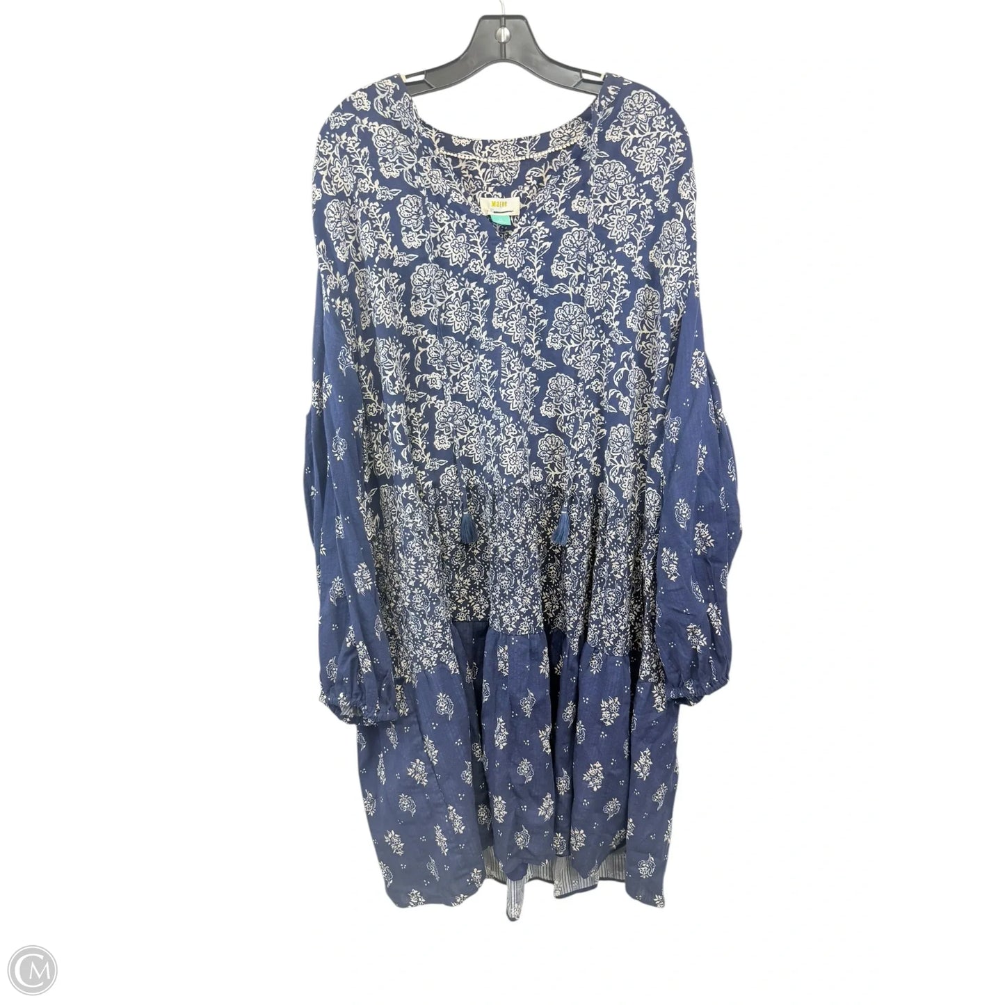 Dress Casual Short By Maeve In Blue & Cream, Size: 2x