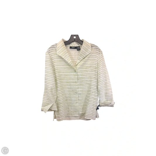 Top 3/4 Sleeve By Allison Morgan In Green & White, Size: M