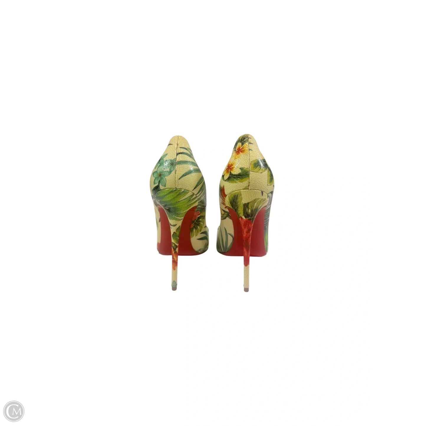 Shoes Luxury Designer By Christian Louboutin In Floral Print, Size: 8