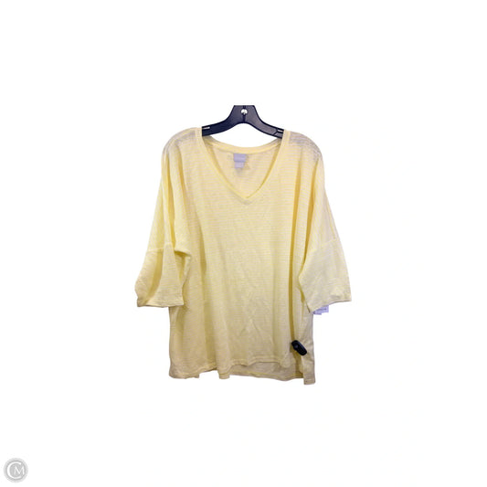 Top 3/4 Sleeve By Chicos In White & Yellow, Size: L