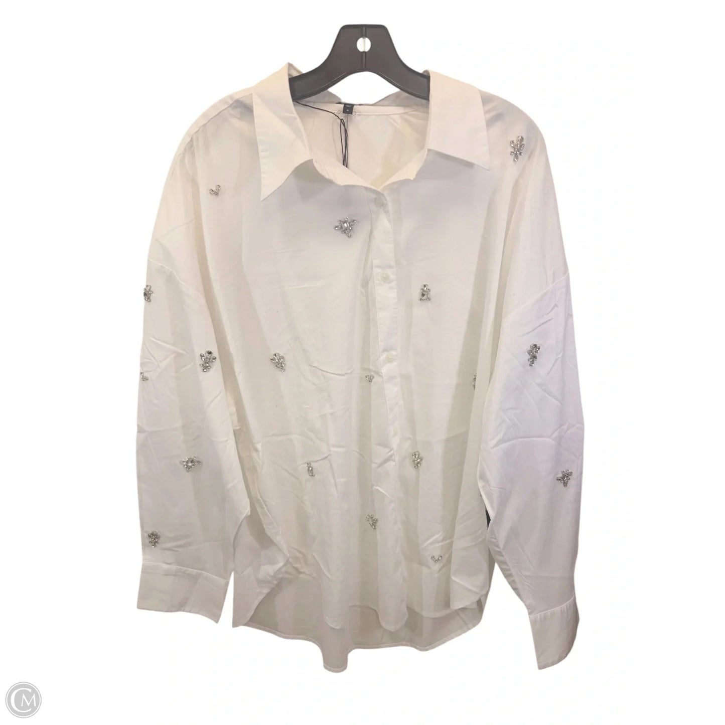 Top Long Sleeve By Express In White, Size: Xl