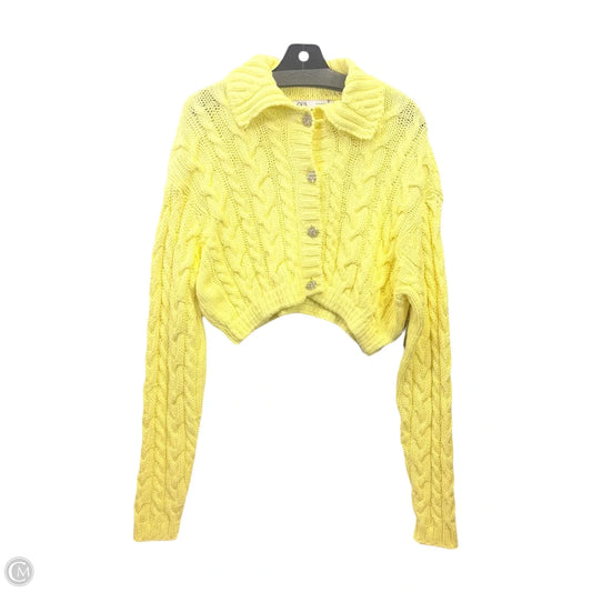 Sweater Cardigan By Zara In Yellow, Size: M
