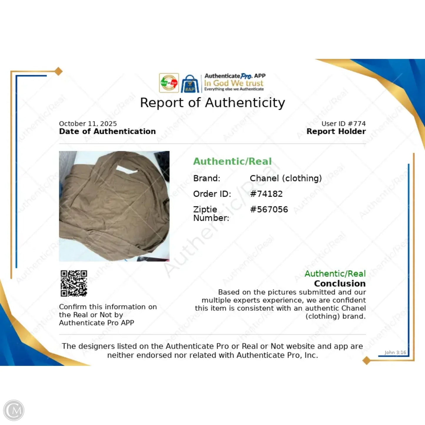 Top Long Sleeve Luxury Designer By Chanel In Brown, Size: S