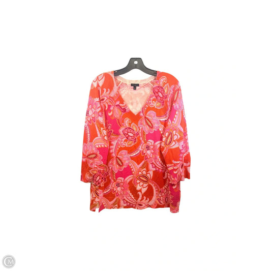 Top Long Sleeve By Talbots In Orange & Pink, Size: L