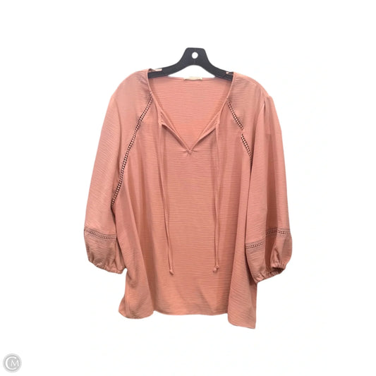 Top Long Sleeve By Como Blu In Pink, Size: 2x