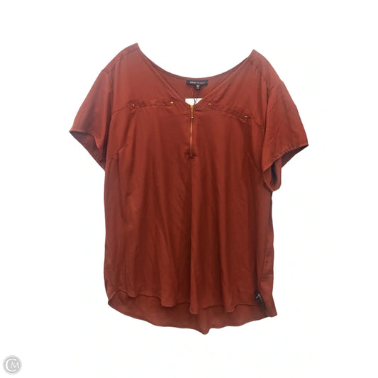 Top Short Sleeve By New Glory In Brown & Gold, Size: Large
