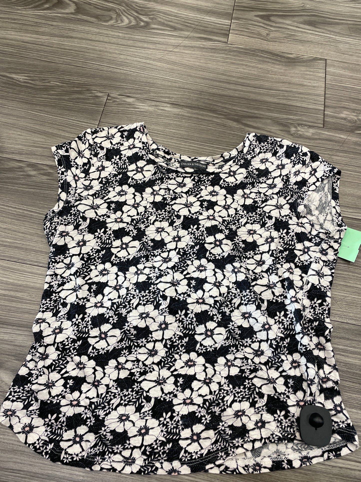 Floral Print Top Short Sleeve Chelsea And Theodore, Size L