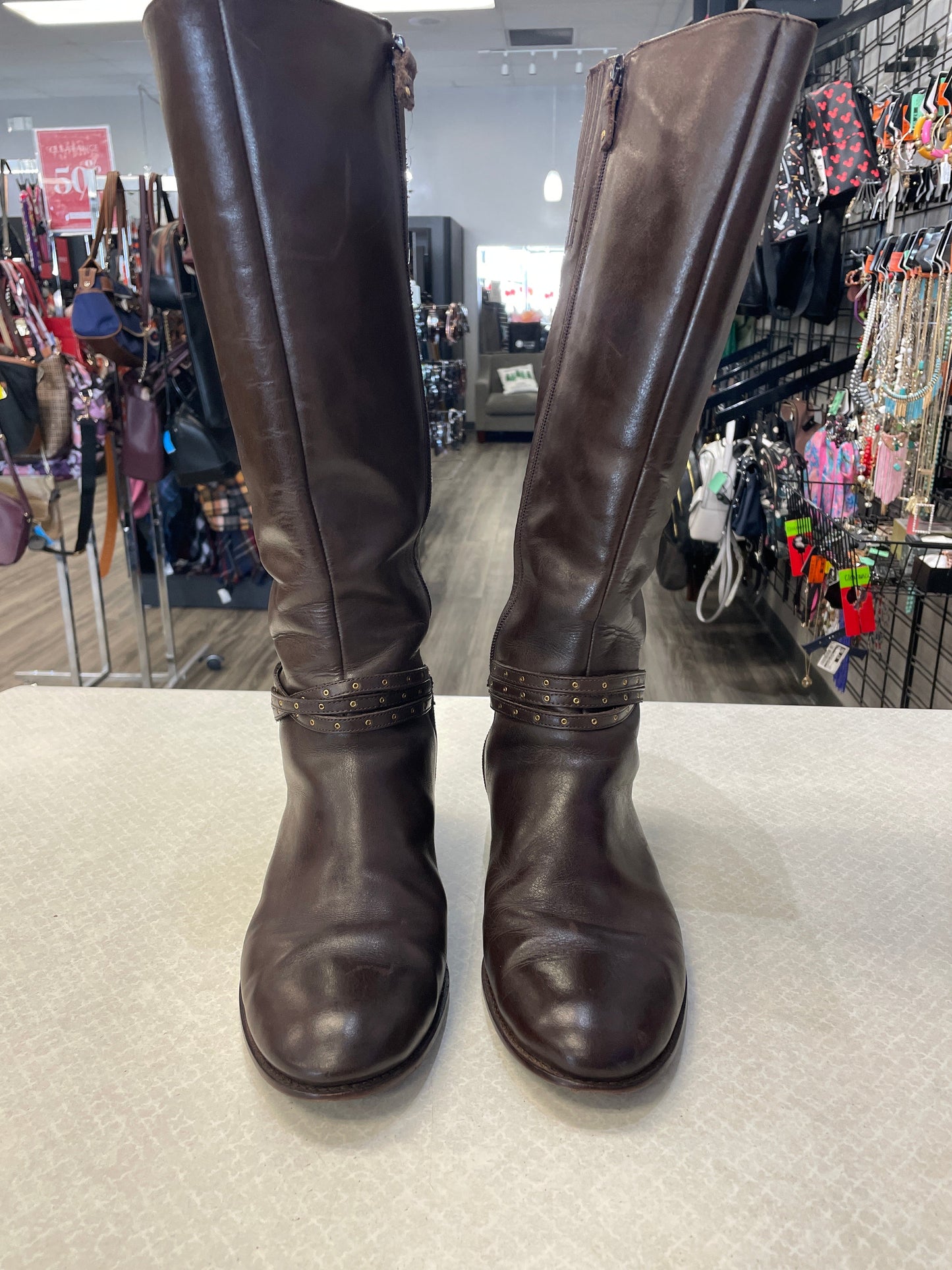 Boots Knee Heels By Talbots In Brown, Size: 9.5
