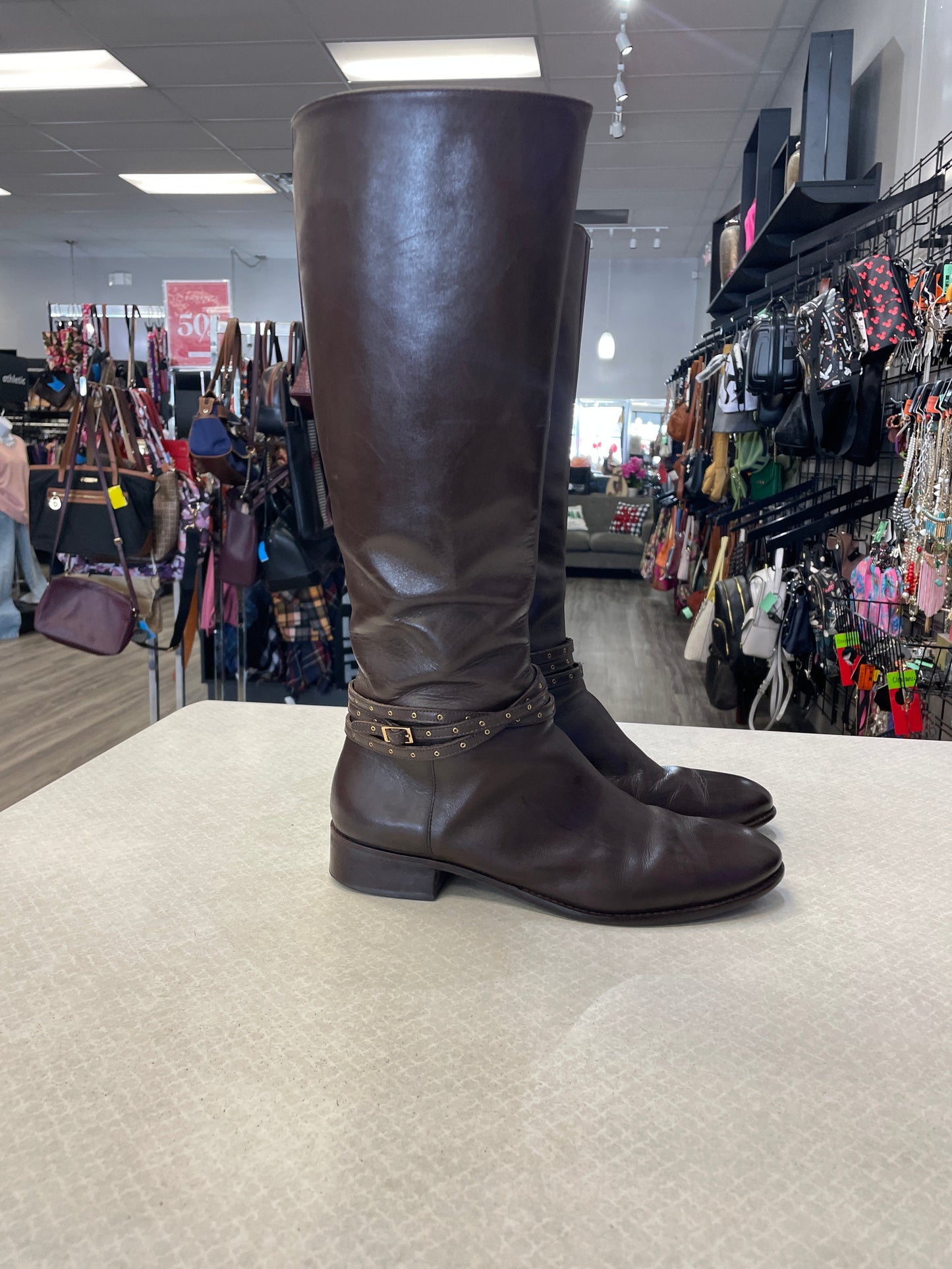 Boots Knee Heels By Talbots In Brown, Size: 9.5