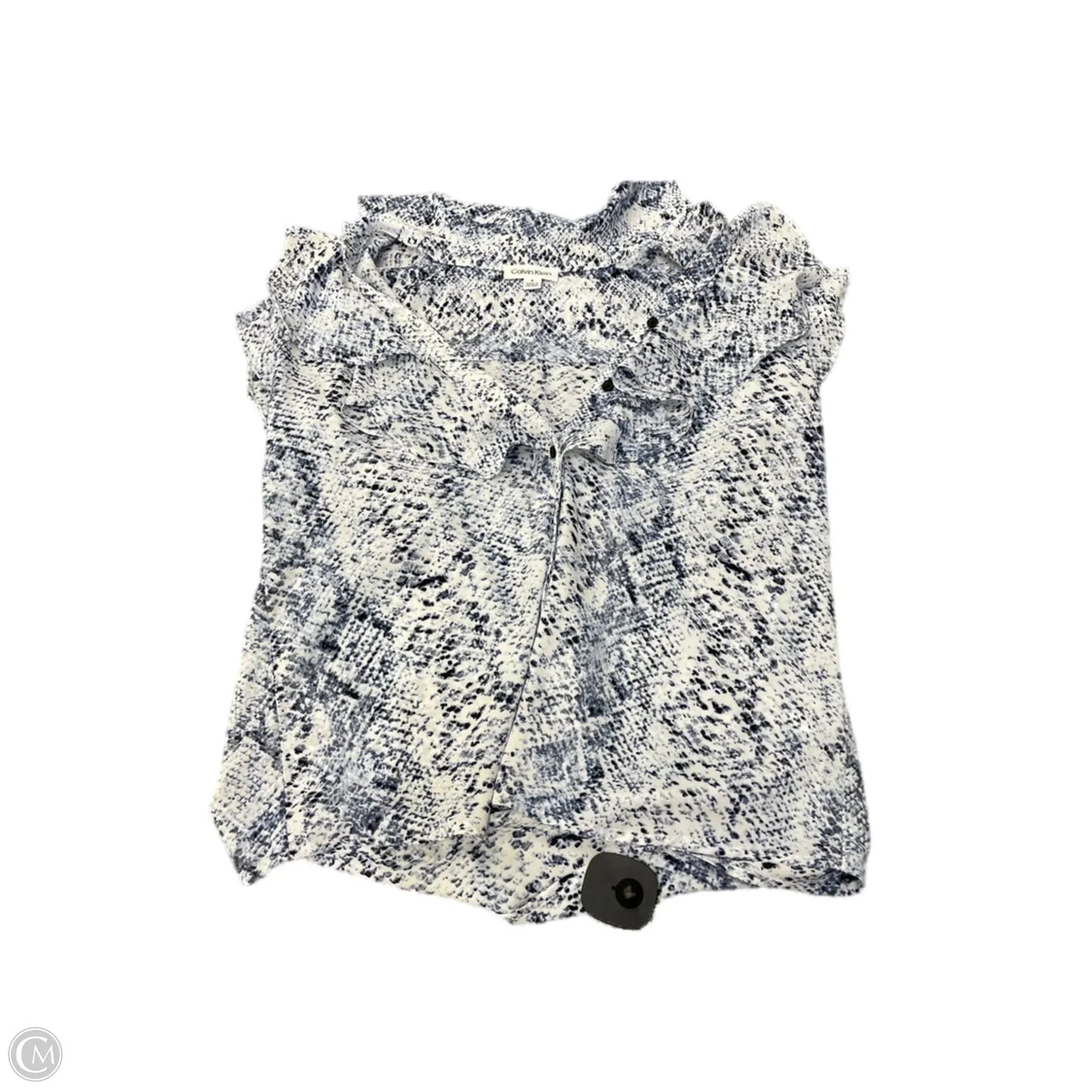 Blouse Sleeveless By Calvin Klein In Blue, Size: S