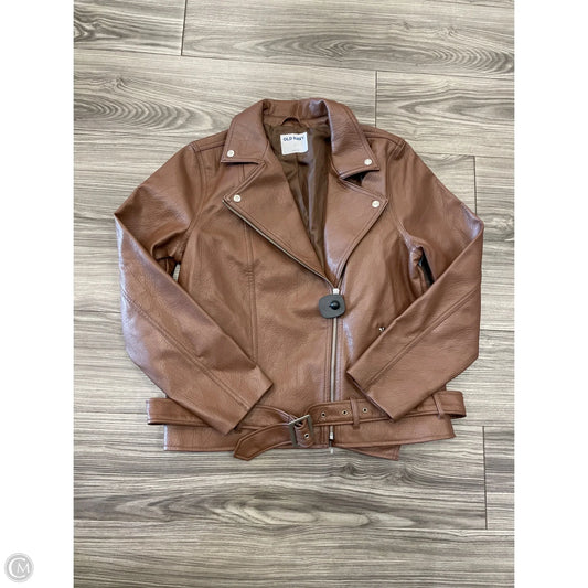 Jacket Moto Leather By Old Navy In Brown, Size: L