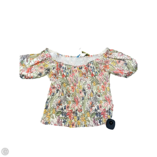 Top Short Sleeve By Anthropologie In Floral Print, Size: S