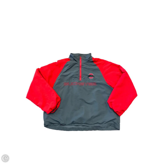 Jacket Windbreaker By Clothes Mentor In Grey & Red, Size: Xxl
