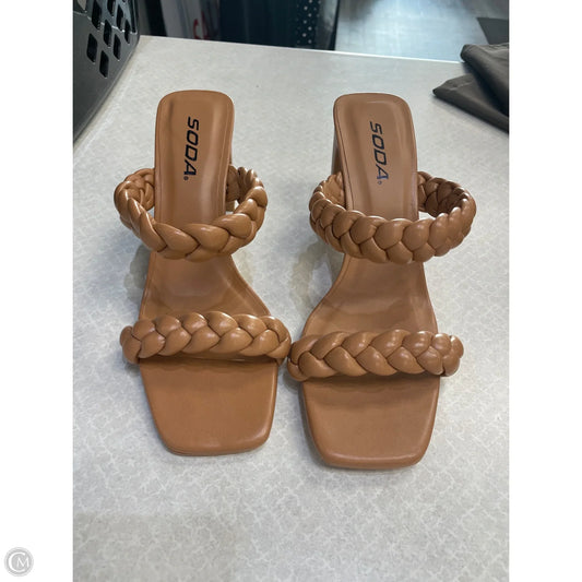 Sandals Heels Block By Soda In Beige, Size: 7.5