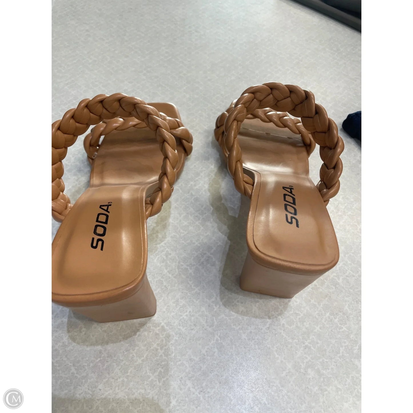 Sandals Heels Block By Soda In Beige, Size: 7.5