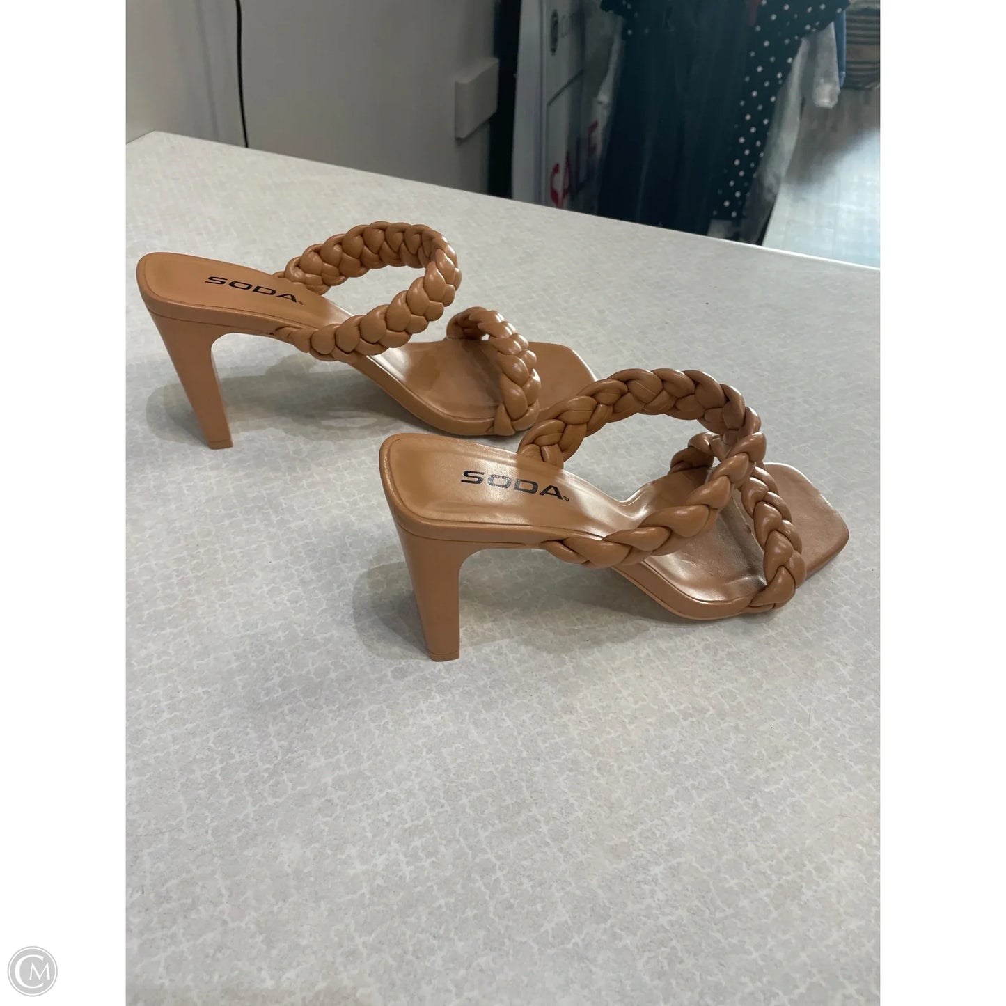 Sandals Heels Block By Soda In Beige, Size: 7.5