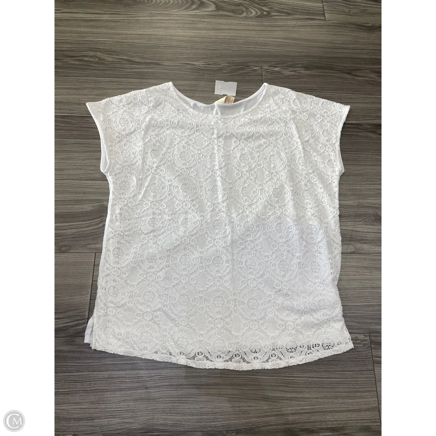 Top Short Sleeve By Faded Glory In White, Size: 2x