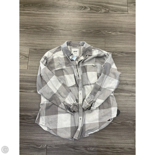 Top Long Sleeve By Aerie In Plaid Pattern, Size: M