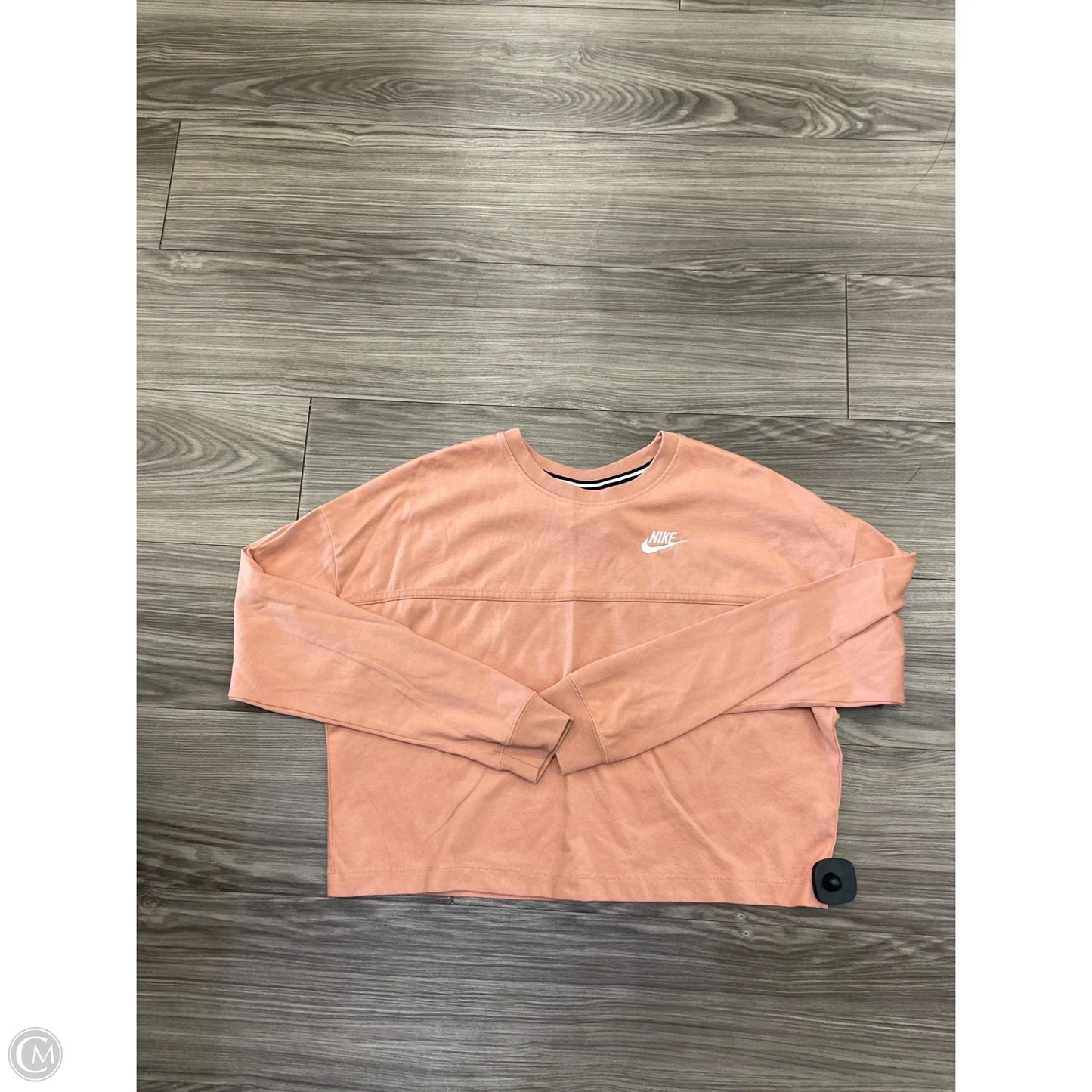Athletic Top Long Sleeve Crewneck By Nike In Peach, Size: S