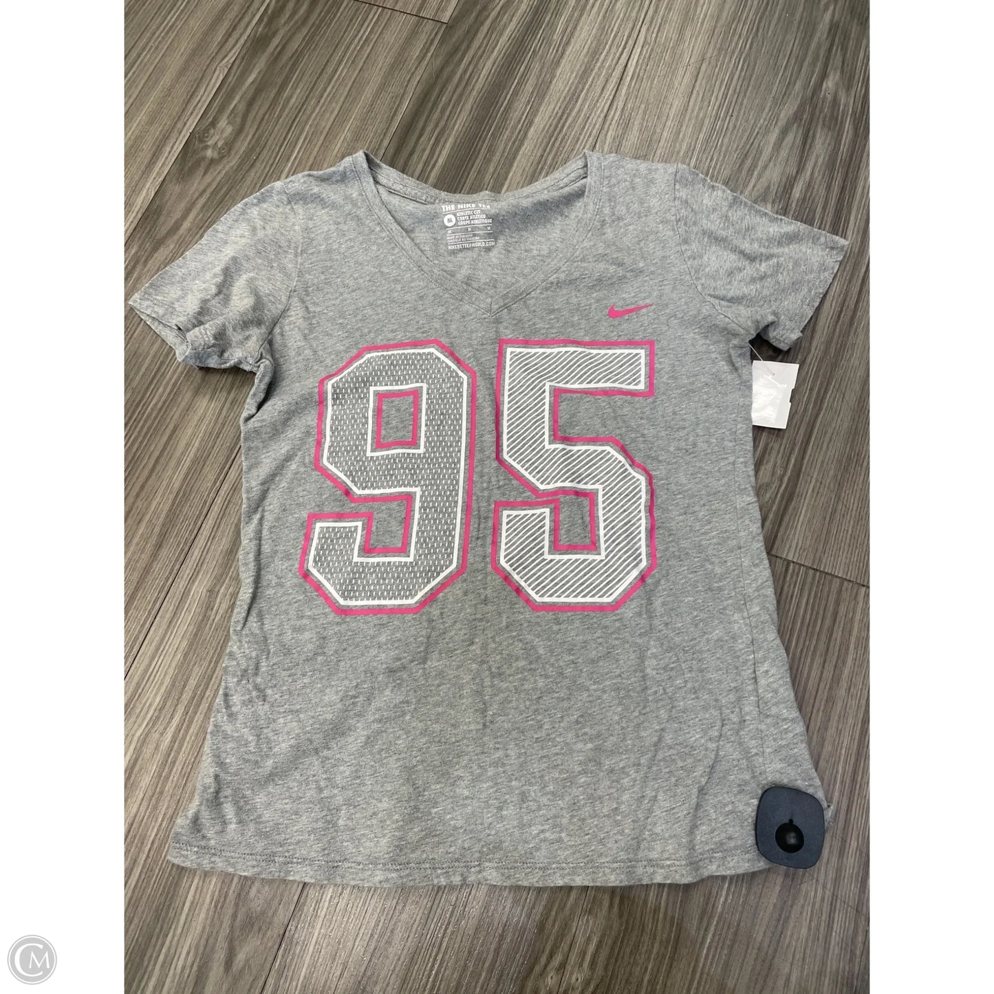 Top Short Sleeve By Nike In Grey & Pink, Size: M
