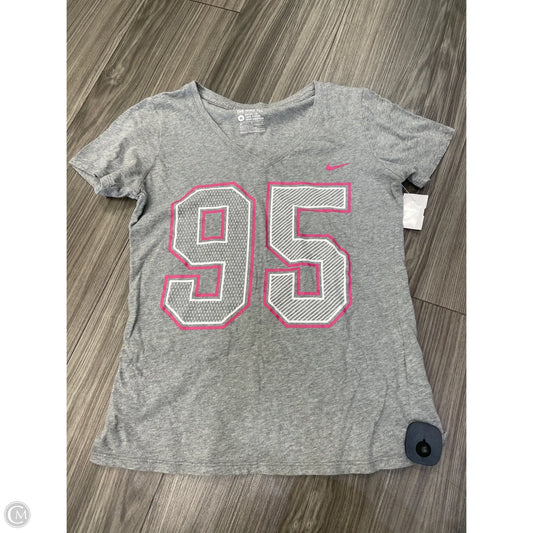 Top Short Sleeve By Nike In Grey & Pink, Size: M