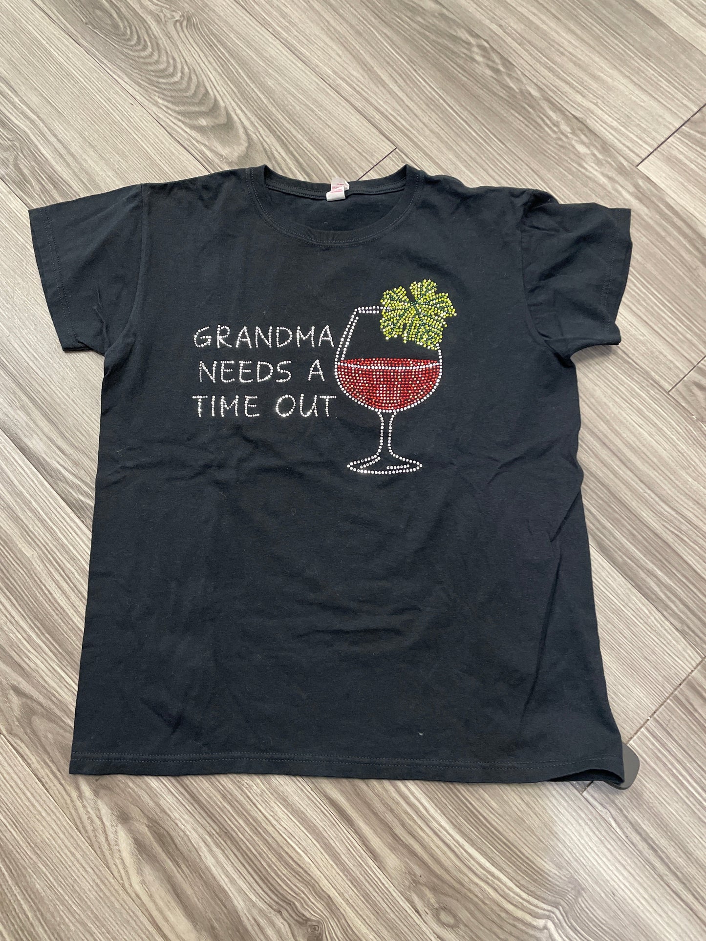 Top Short Sleeve By Anvil In Black, Size: M