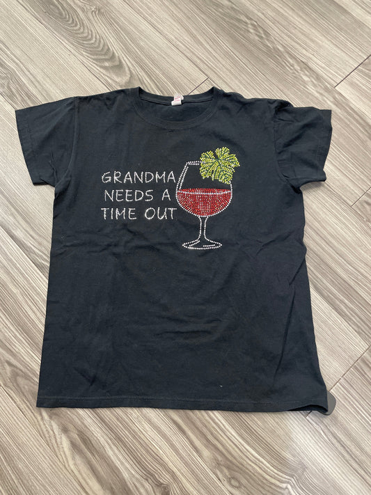 Top Short Sleeve By Anvil In Black, Size: M