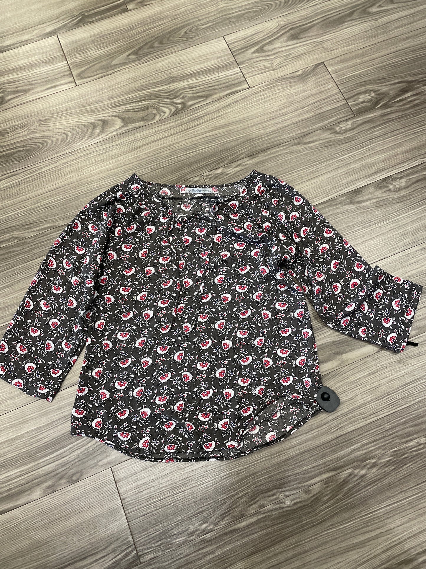 Top Long Sleeve By Arianna In Grey, Size: S