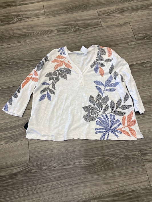 Top Long Sleeve By Chicos In White, Size: 2x