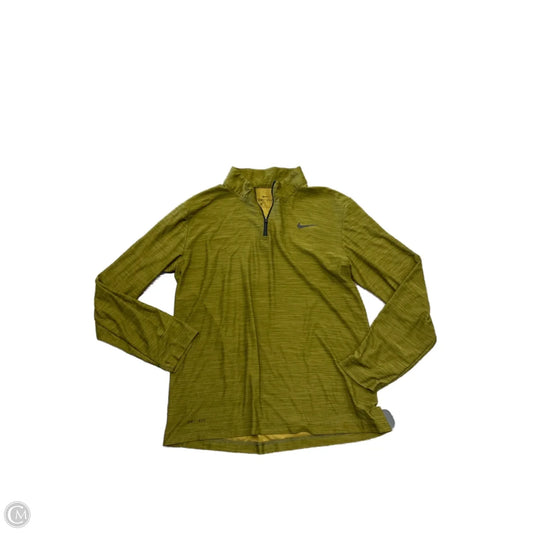 Athletic Top Long Sleeve Collar By Nike In Green, Size: M