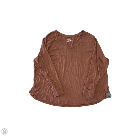 Top Long Sleeve Basic By Terra & Sky In Brown, Size: 3x