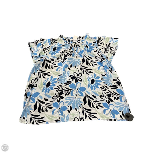 Top Short Sleeve By Liz Claiborne In Floral Print, Size: Xxl