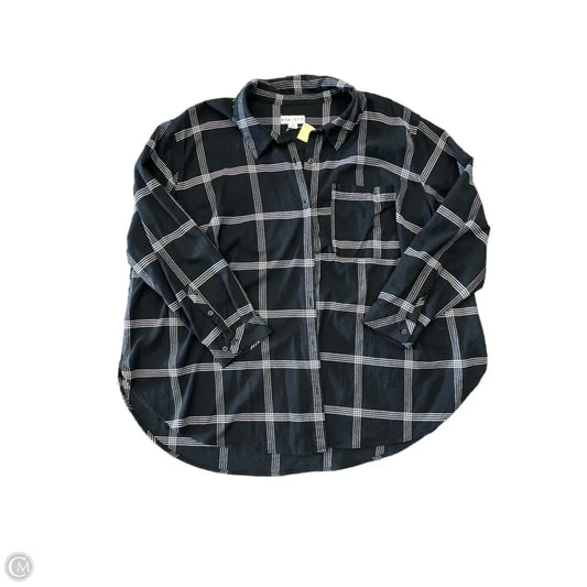 Top Long Sleeve Basic By Ava & Viv In Plaid Pattern, Size: 2x
