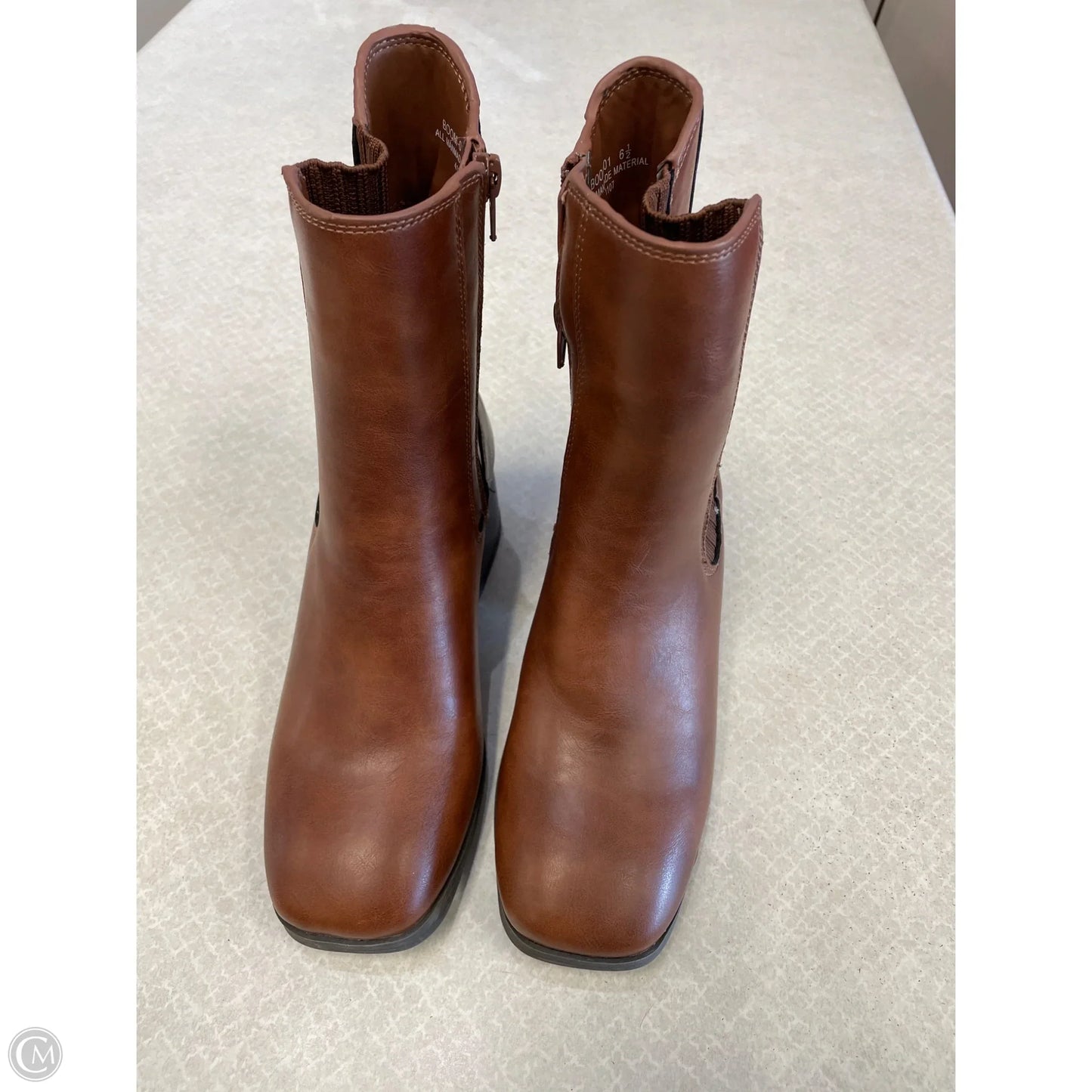 Boots Ankle Heels By Bamboo In Brown, Size: 6.5