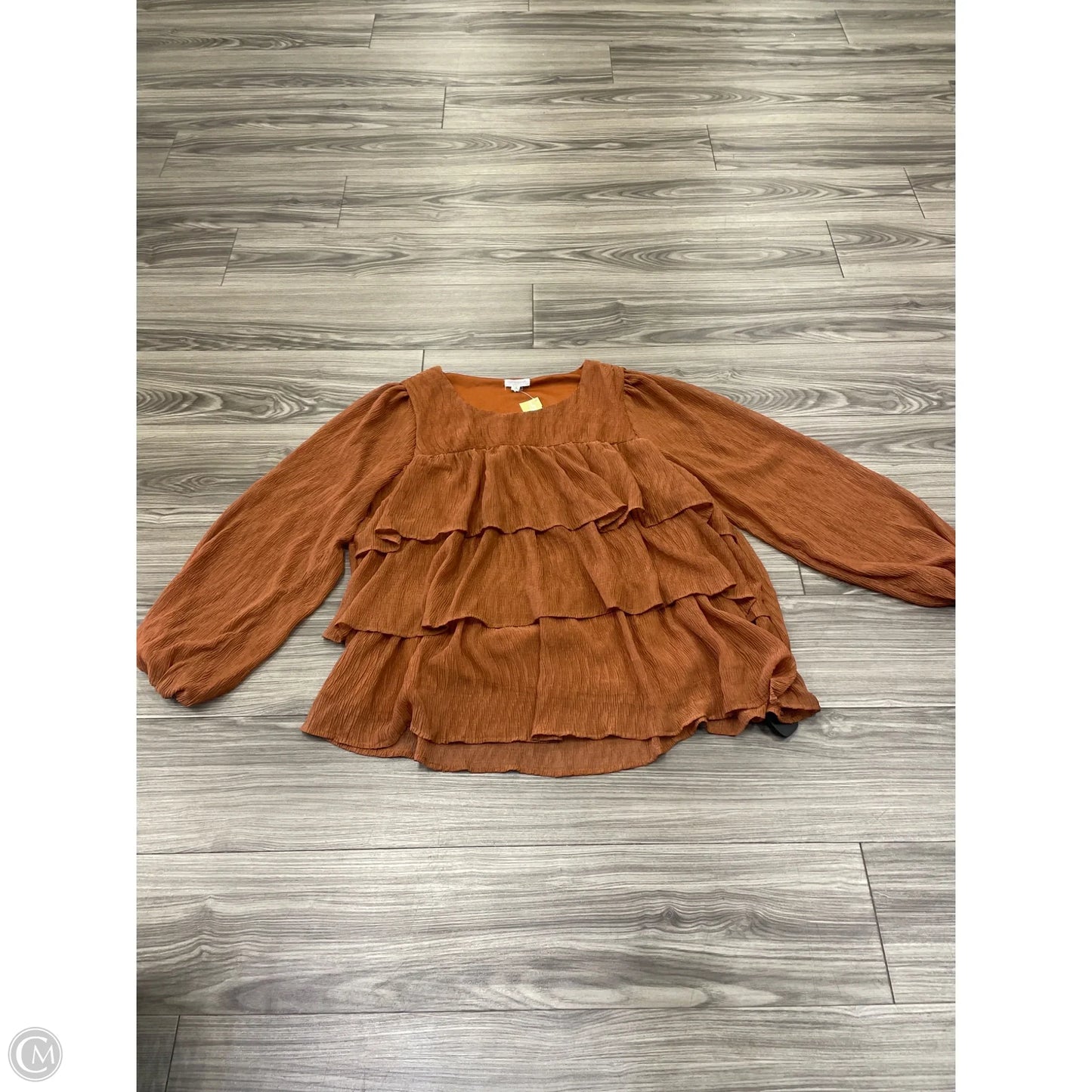 Top Long Sleeve By Chicsoul In Orange, Size: 2x
