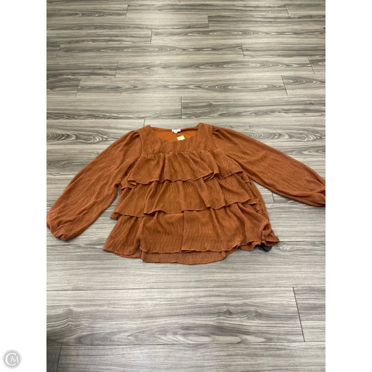 Top Long Sleeve By Chicsoul In Orange, Size: 2x