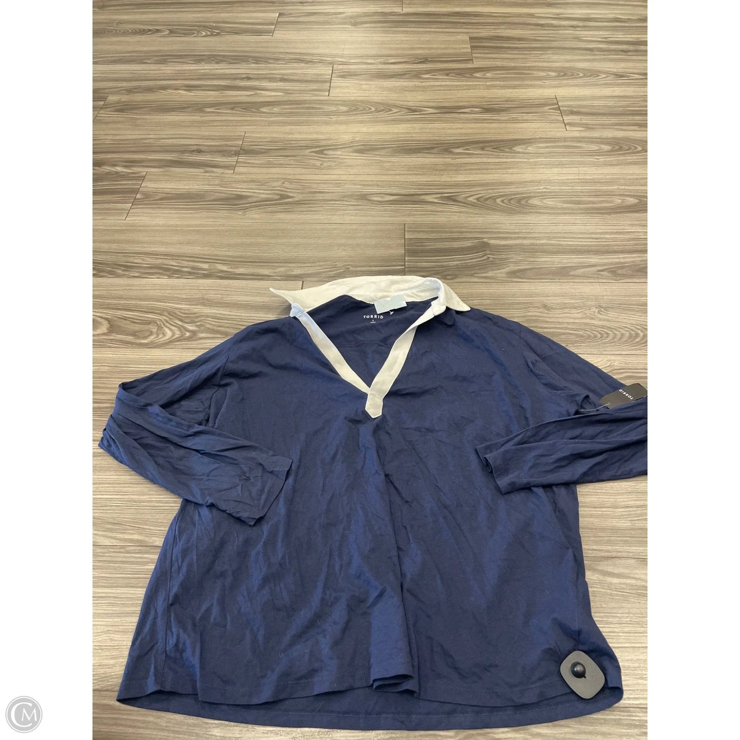 Top Long Sleeve By Torrid In Blue & White, Size: 1x